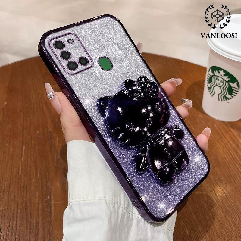 ốp lưng samsung a21s Ốp Điện Thoại Mềm Mạ Điện Chống Rơi Họa Tiết Mèo Dễ Thương Cho samsung a21s