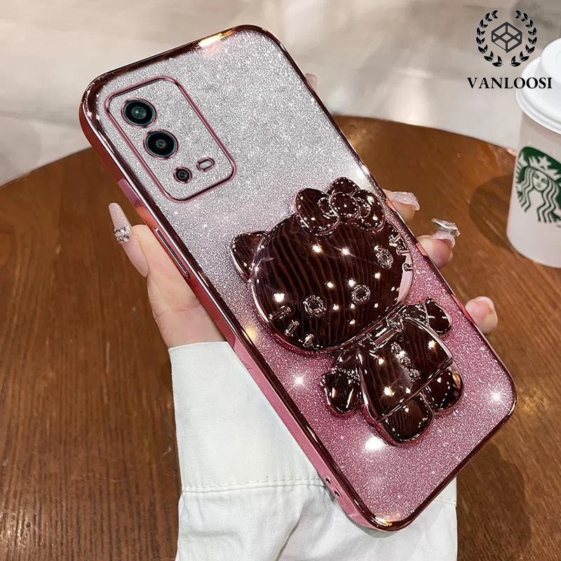 ốp lưng oppo a55 4g Ốp Điện Thoại Mềm Mạ Điện Chống Rơi Họa Tiết Mèo Dễ Thương Cho oppo a55 4g