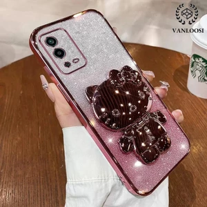 ốp lưng oppo a55 4g Ốp Điện Thoại Mềm Mạ Điện Chống Rơi Họa Tiết Mèo Dễ Thương Cho oppo a55 4g
