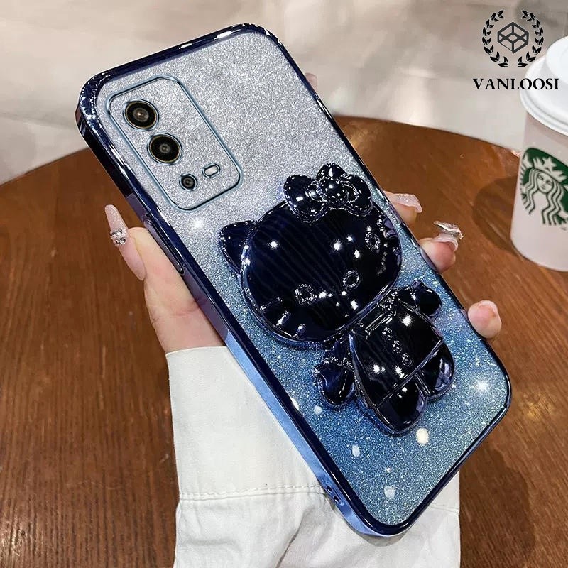 ốp lưng oppo a55 4g Ốp Điện Thoại Mềm Mạ Điện Chống Rơi Họa Tiết Mèo Dễ Thương Cho oppo a55 4g