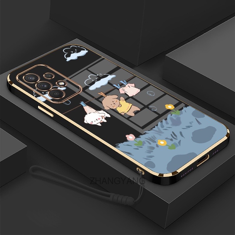 ốp lưng samsung a33 a53 a73 Ốp Điện Thoại Mềm Mạ Điện Chống Rơi Họa Tiết Dễ Thương Kèm Dây Đeo Dành Cho samsung a33 a53 a73