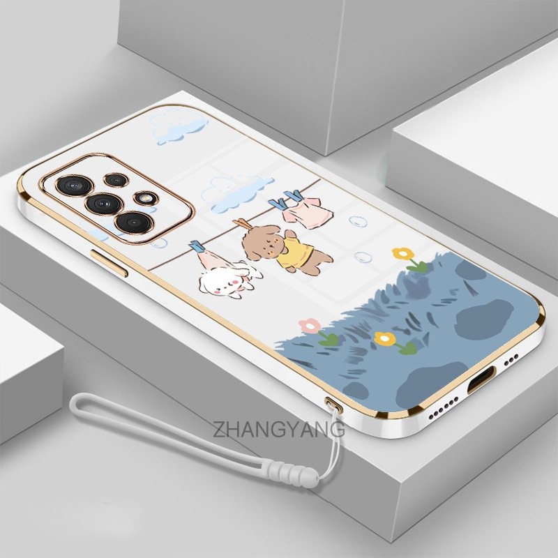 ốp lưng samsung a33 a53 a73 Ốp Điện Thoại Mềm Mạ Điện Chống Rơi Họa Tiết Dễ Thương Kèm Dây Đeo Dành Cho samsung a33 a53 a73