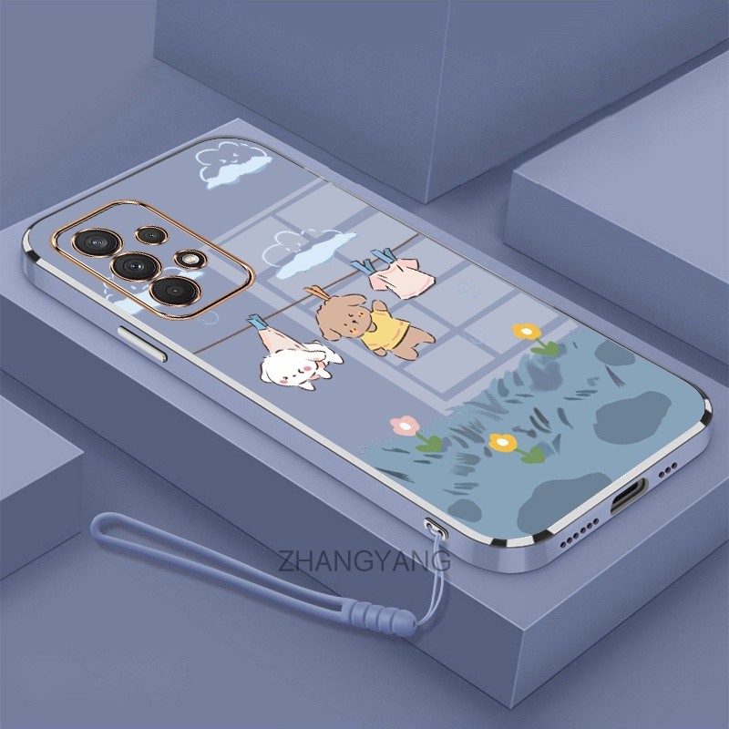 ốp lưng samsung a33 a53 a73 Ốp Điện Thoại Mềm Mạ Điện Chống Rơi Họa Tiết Dễ Thương Kèm Dây Đeo Dành Cho samsung a33 a53 a73