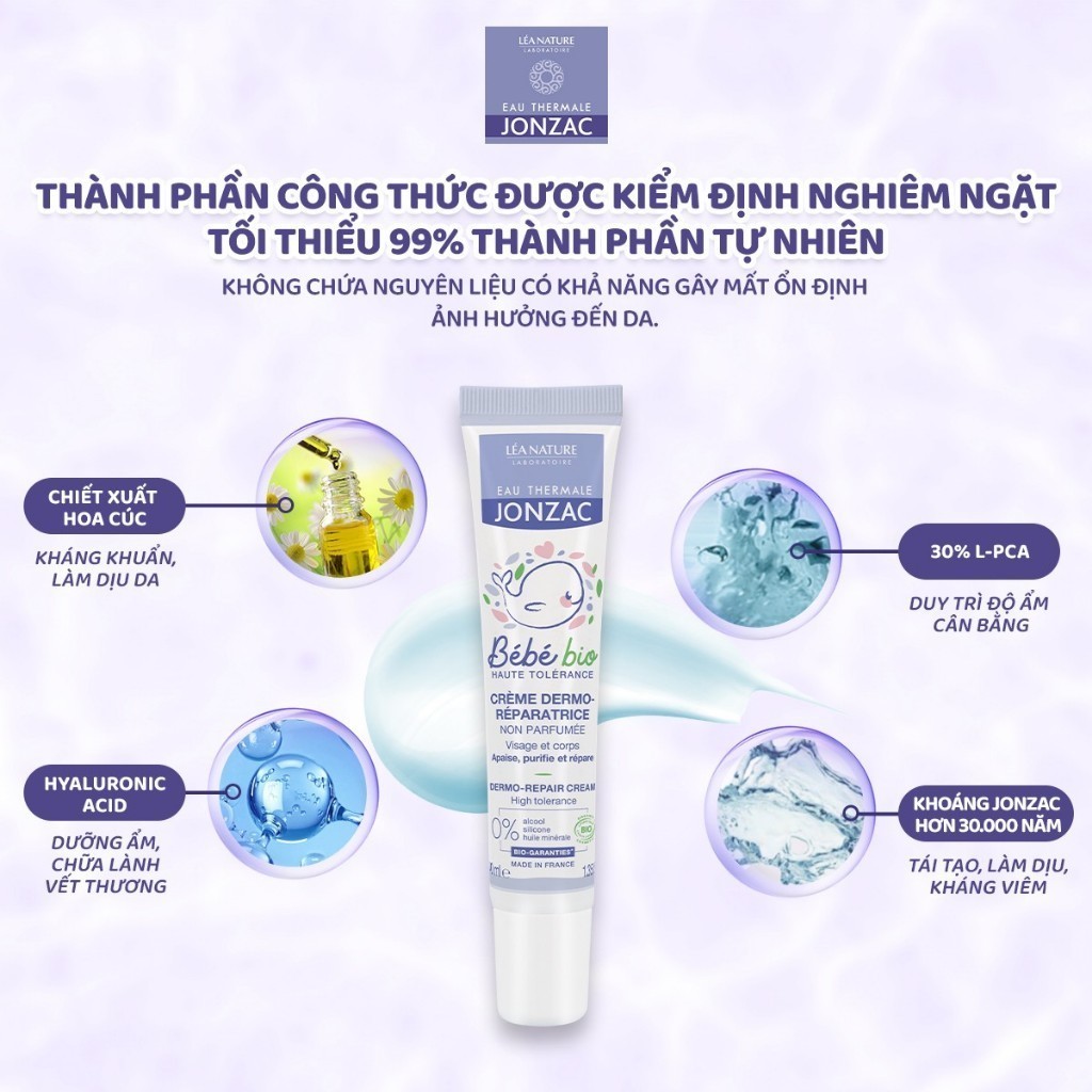 Ảnh Kem làm dịu kích ứng hữu cơ hỗ trợ chống hăm JONZAC dành cho bé từ sơ sinh 40ml 2