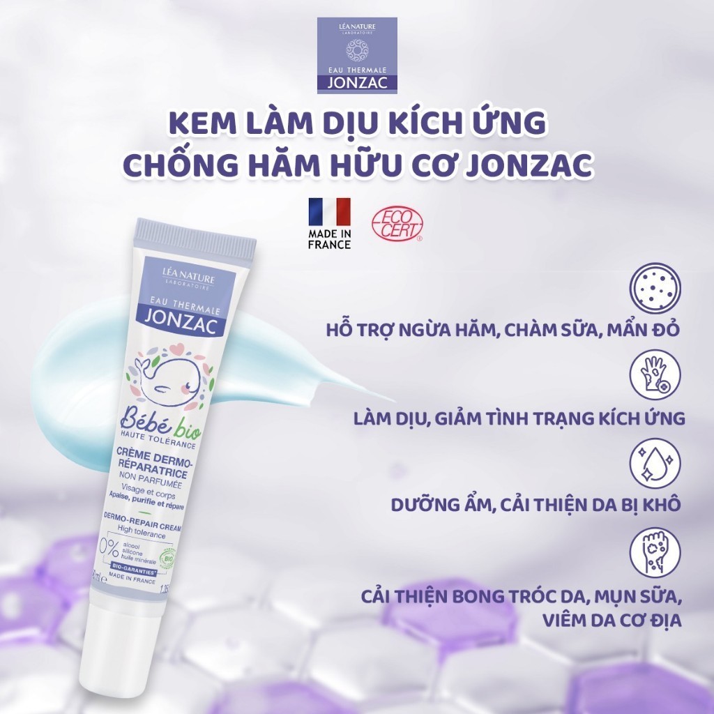 Ảnh Kem làm dịu kích ứng hữu cơ hỗ trợ chống hăm JONZAC dành cho bé từ sơ sinh 40ml 3