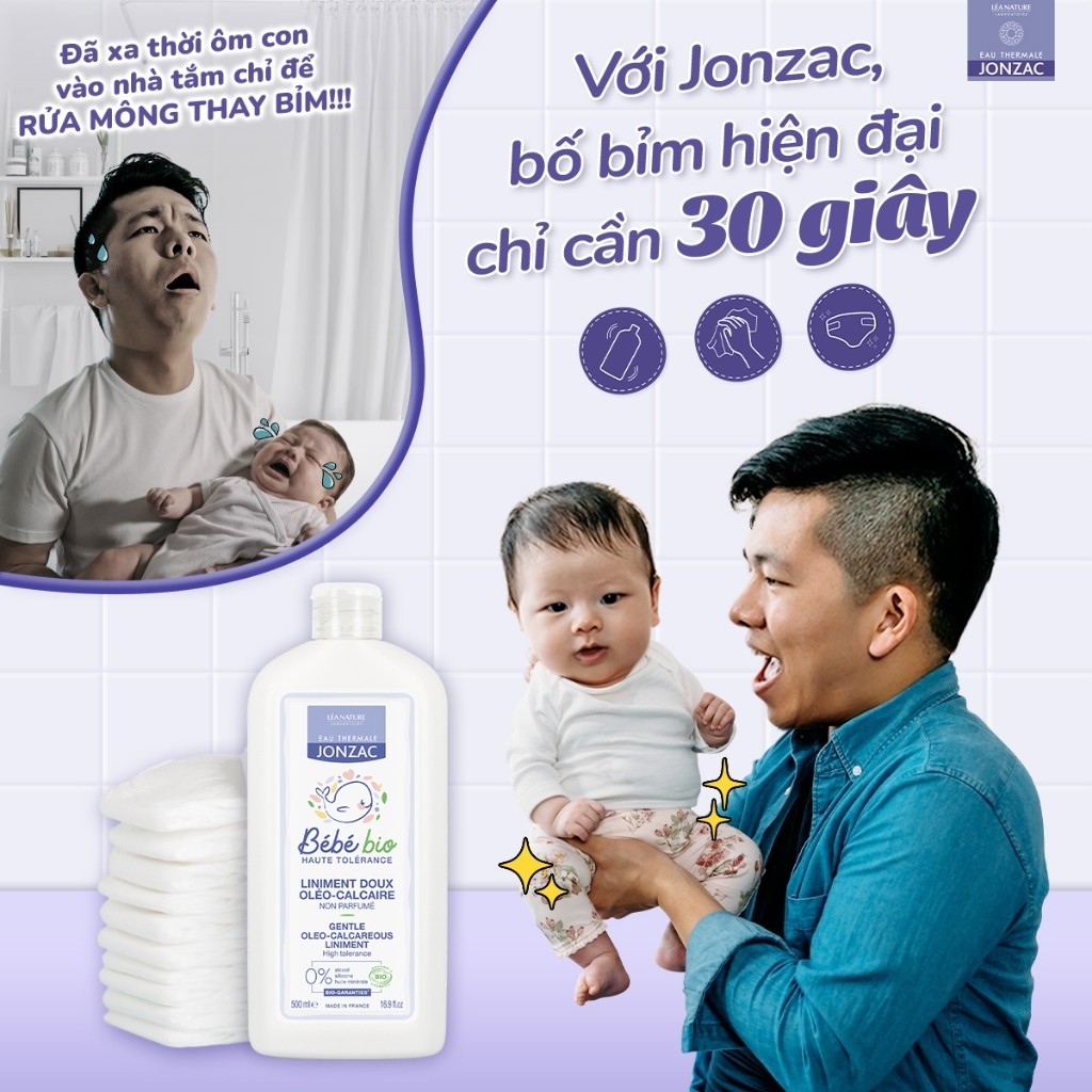 [JONZAC] Dung dịch vệ sinh chống hăm tã hữu cơ JONZAC - Giữ ẩm làm mềm nuôi dưỡng làn da bé