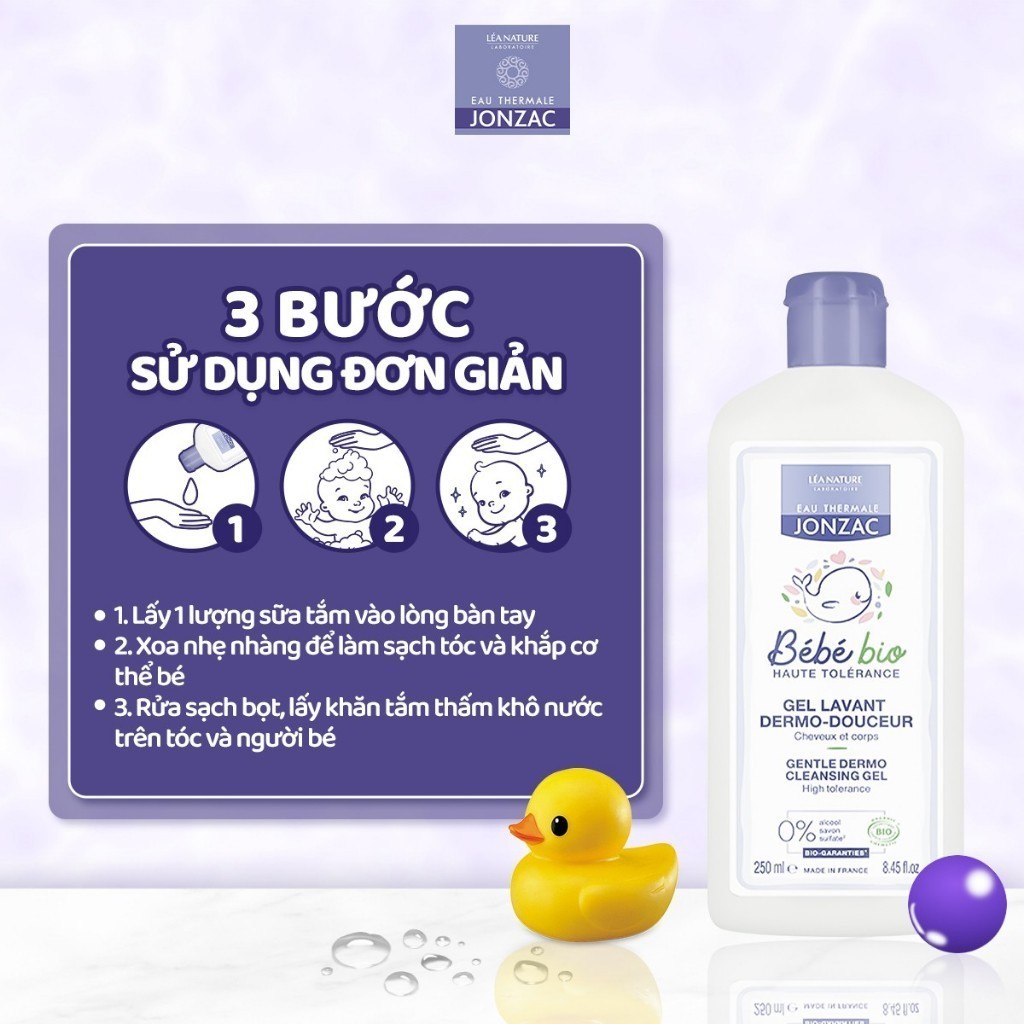 Gel Tắm Gội Hữu Cơ JONZAC Dành Cho Bé Từ Sơ Sinh (250Ml-500Ml)