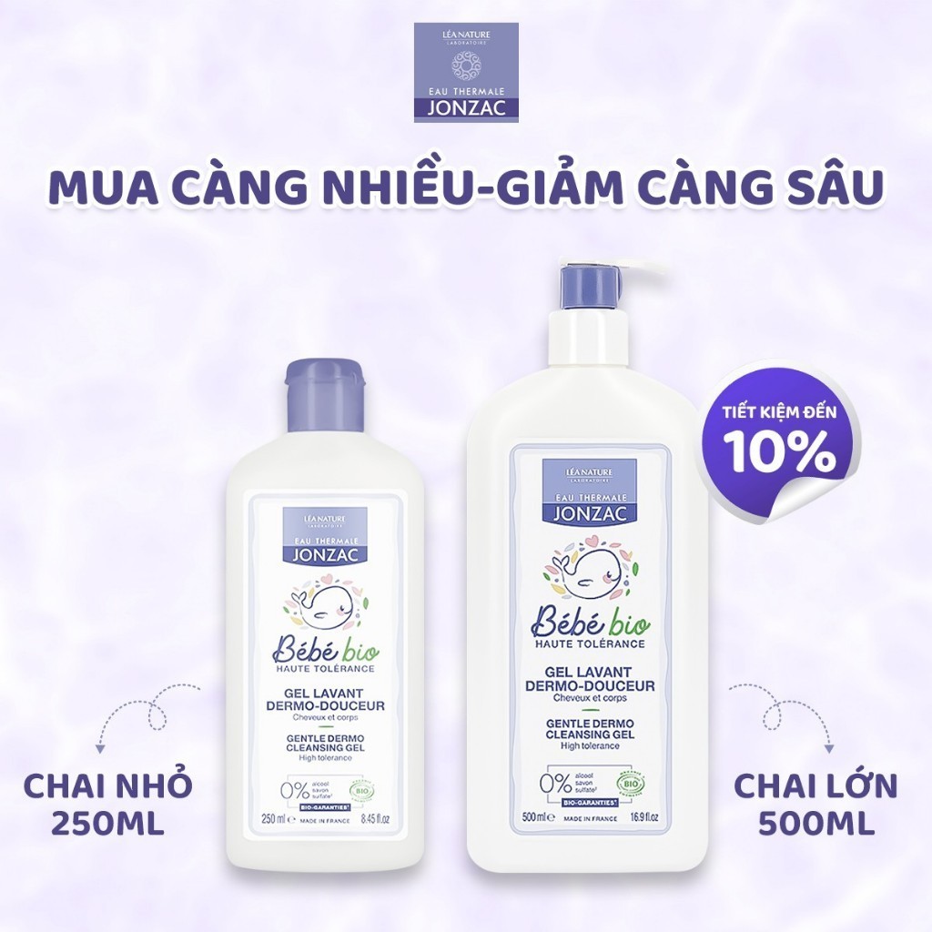 Gel Tắm Gội Hữu Cơ JONZAC Dành Cho Bé Từ Sơ Sinh (250Ml-500Ml)