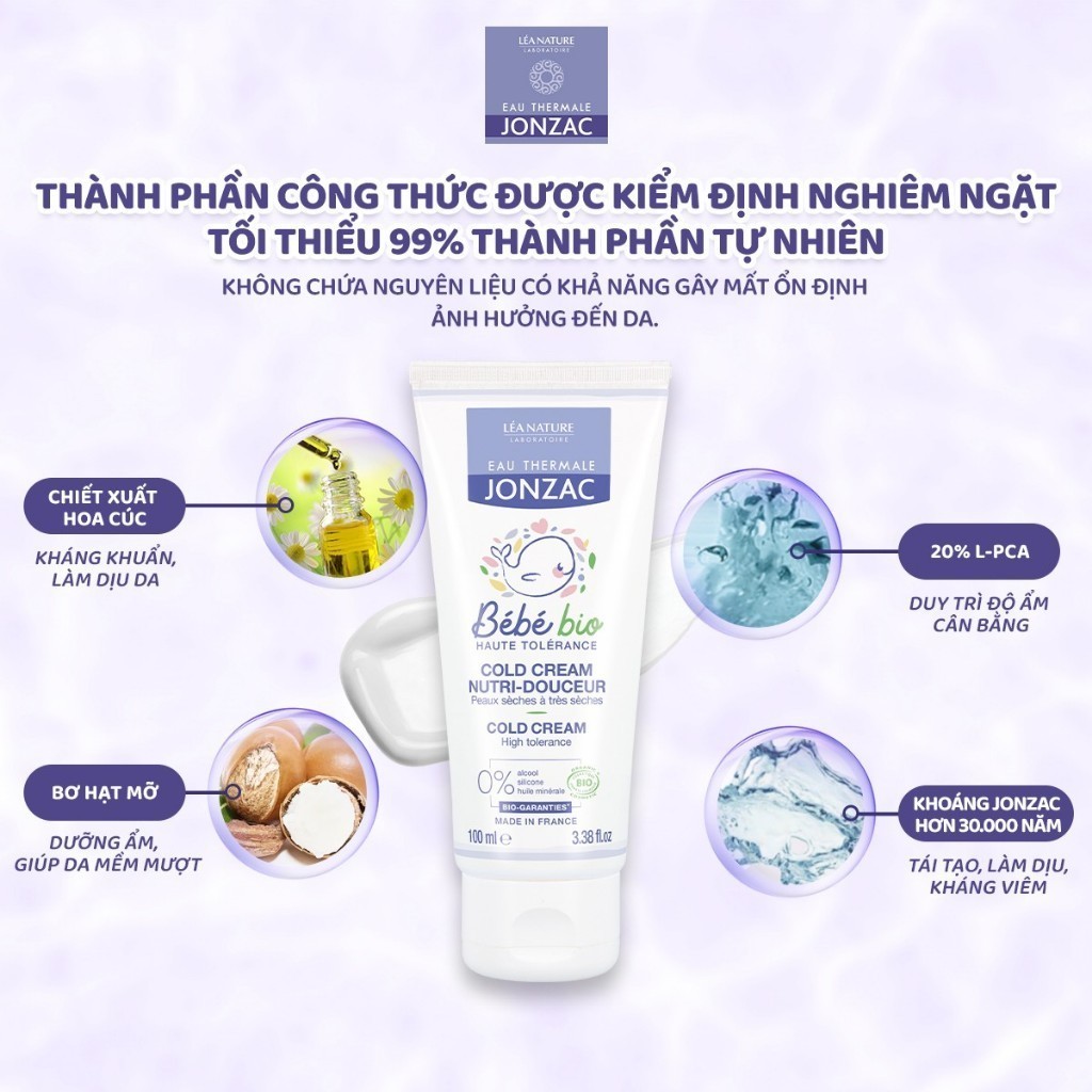 Ảnh Kem Dưỡng Ẩm Hữu cơ JONZAC dành cho bé từ sơ sinh 100ml 2