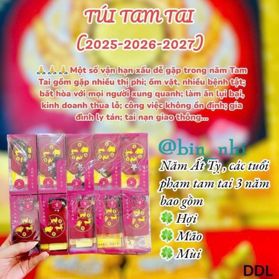 (HỎA TỐC) (Khai Quang Rồi) Túi Tam Tai tuổi HỢI , MÃO , MÙI cho các năm 2025 , 2026 , 2027