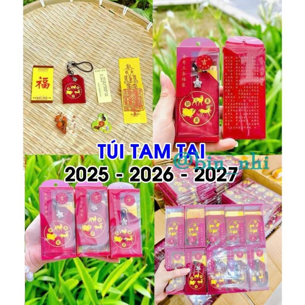 (HỎA TỐC) (Khai Quang Rồi) Túi Tam Tai tuổi HỢI , MÃO , MÙI cho các năm 2025 , 2026 , 2027