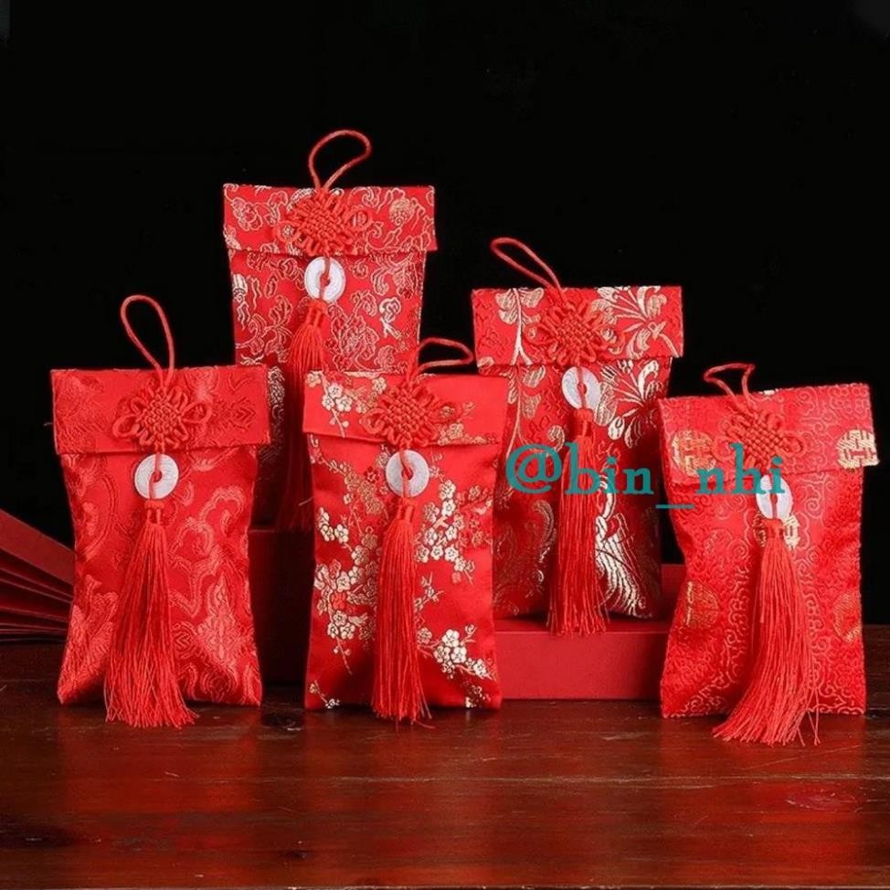 (HỎA TỐC) [TRỢ GIÁ TẾT] Bao Lì Xì Vải Gấm Nhiều Hoa Văn Cao Cấp Cưới Hỏi, Ngày Tết