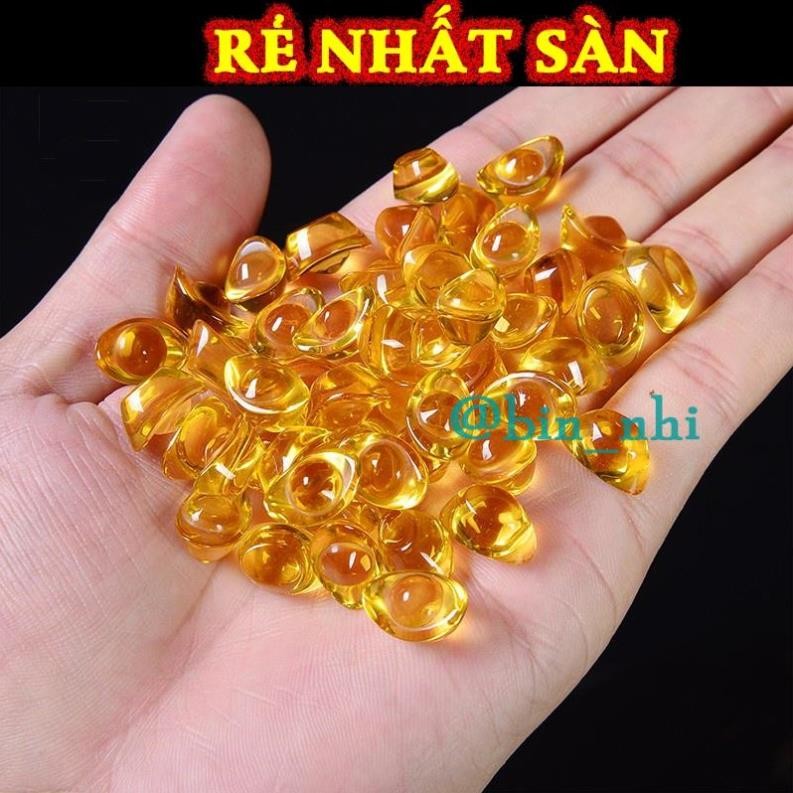 (HỎA TỐC) Túi 50 Thỏi Vàng Thủy Tinh Mini Kim Nguyên Bảo Long Lanh Cực đẹp , Kích thước 14 mm
