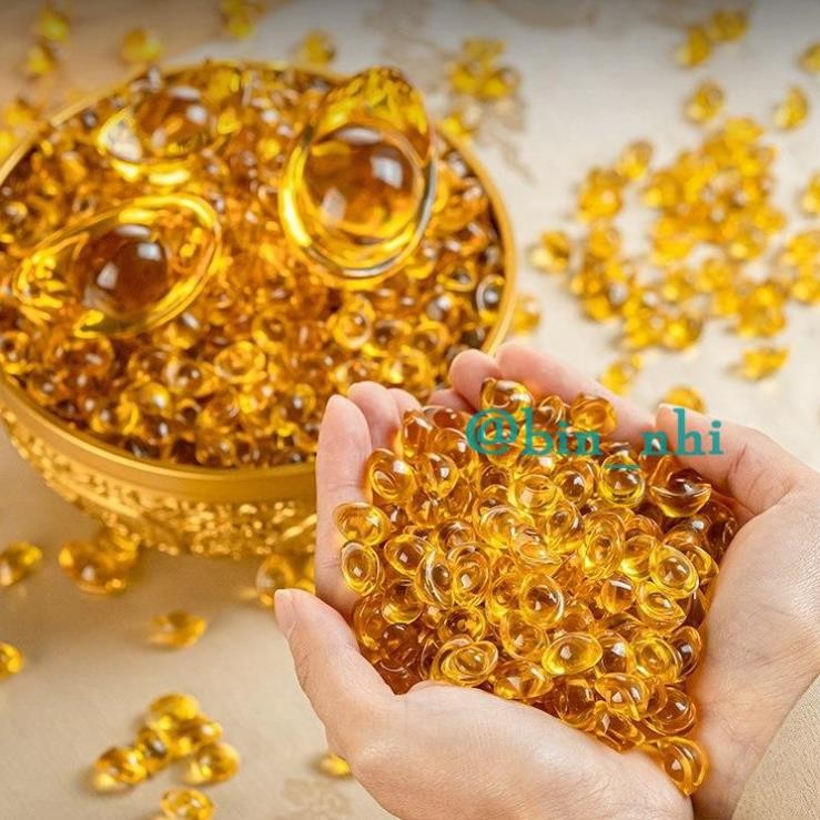 (HỎA TỐC) ⭐KHO SỈ⭐ Combo 50 Thỏi Vàng Phong Thủy Chất liệu Thủy Tinh Pha Lê Đủ Màu Sắc (Size mini 14mm)