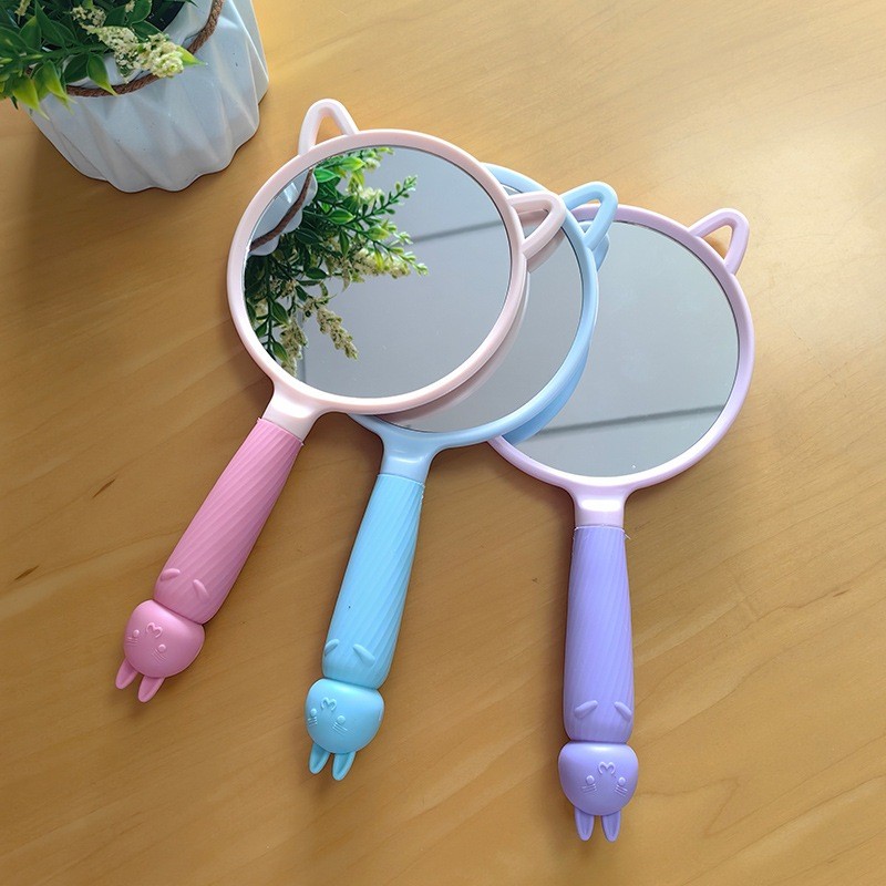 [VÔ DIỆN] Gương Soi Trang Điểm Cầm Tay Tai Mèo Màu Pastel Bánh Bèo Cute.