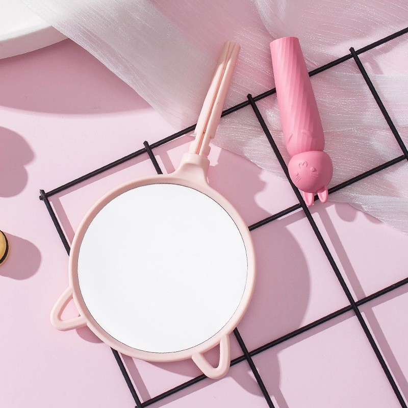 [VÔ DIỆN] Gương Soi Trang Điểm Cầm Tay Tai Mèo Màu Pastel Bánh Bèo Cute.