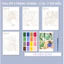 Set 4 bức tranh tô màu nước khổ A4 - Tranh tô màu phong cảnh hoa lá - thiếu nữ thanh xuân.