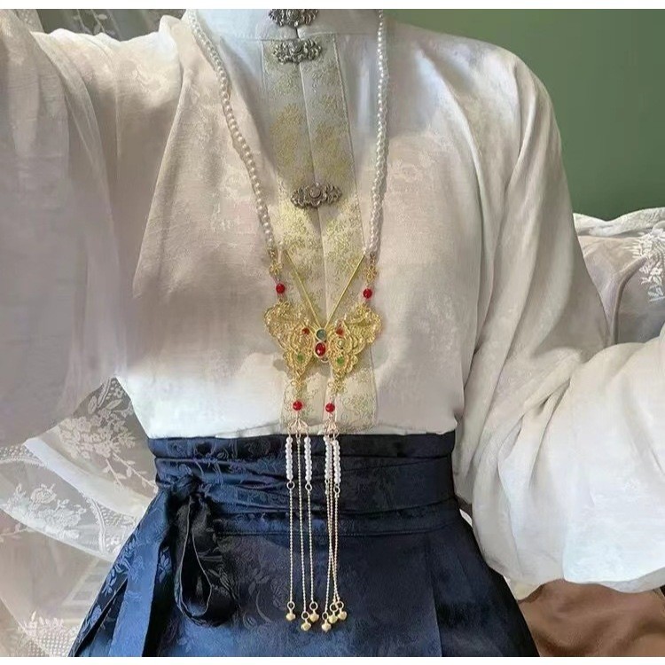 [VÔ DIỆN] Ghim Cài Áo Vòng Cổ Việt Phục Hán Phục Dây Tua Rua Cosplay Cổ Trang Phụ Kiện Chuỗi Ngọc Kim Loại.