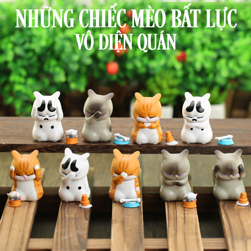 [VÔ DIỆN] MÈO BẤT LỰC - BỘ MÔ HÌNH 9 CHIẾC MÈO CUTE DECOR BÀN HỌC BÀN LÀM VIÊC - ĐỒ CHƠI Ô TÔ TIỂU CẢNH.