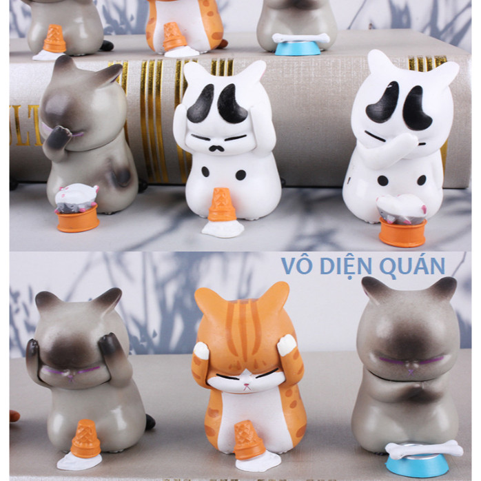 [VÔ DIỆN] MÈO BẤT LỰC - BỘ MÔ HÌNH 9 CHIẾC MÈO CUTE DECOR BÀN HỌC BÀN LÀM VIÊC - ĐỒ CHƠI Ô TÔ TIỂU CẢNH.