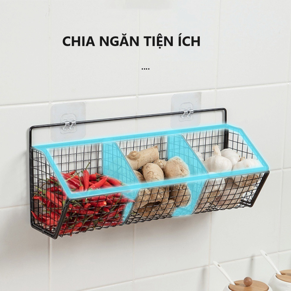 Giỏ đựng hành tỏi treo tường - Kệ nhà bếp siêu dính