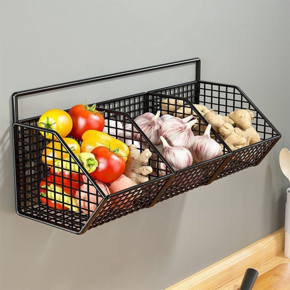 Giỏ đựng hành tỏi treo tường - Kệ nhà bếp siêu dính