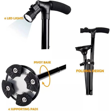 Gậy chống cho người già 2in1 gậy chống trượt, gậy batoong, kết hợp đèn pin chiếu sáng (ms 08)