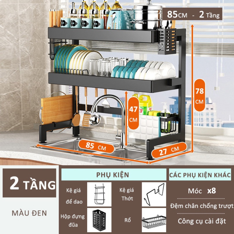 [HỖ TRỢ SHIP]Kệ Chén Bát Trên Bồn Rửa Có Nắp Đậy Sơn Tĩnh Điện siêu CHẮC CHẮN