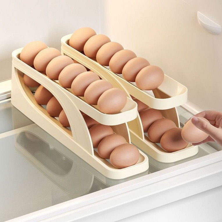 (Giá Sốc)Khay Trứng Lăn Tự Động, Khay Đựng Trứng 2 Tầng 4 tầng Để Tủ Lạnh Tiện Lợi