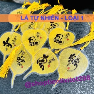 [Lá Bồ Đề Tự Nhiên] Lá Bồ Đề Nhũ Vàng Thư Pháp Tài Lộc, Bình An May Mắn, Để Ốp Điện Thoại, Bóp, ví