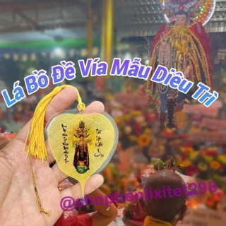 Lá Bồ Đề Hình Diêu Trì Kim Mẫu trang trí ốp lưng, xe hơi, bóp - Lá Bồ Đề Tự Nhiên Nguyên Bản