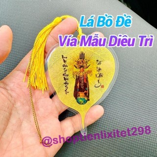 Lá Bồ Đề Hình Diêu Trì Kim Mẫu trang trí ốp lưng, xe hơi, bóp - Lá Bồ Đề Tự Nhiên Nguyên Bản