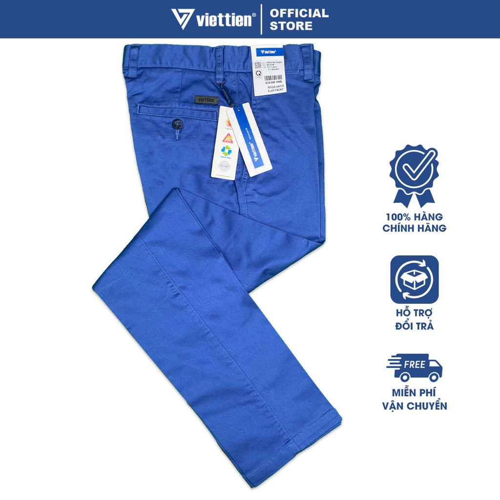 QUẦN KAKI VIỆT TIẾN SALE, Màu Xanh Blue, Họa Tiết Trơn, Form Regular Fit , Quà tặng Nam