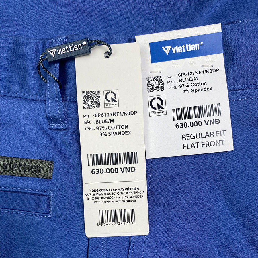 QUẦN KAKI VIỆT TIẾN SALE, Màu Xanh Blue, Họa Tiết Trơn, Form Regular Fit , Quà tặng Nam