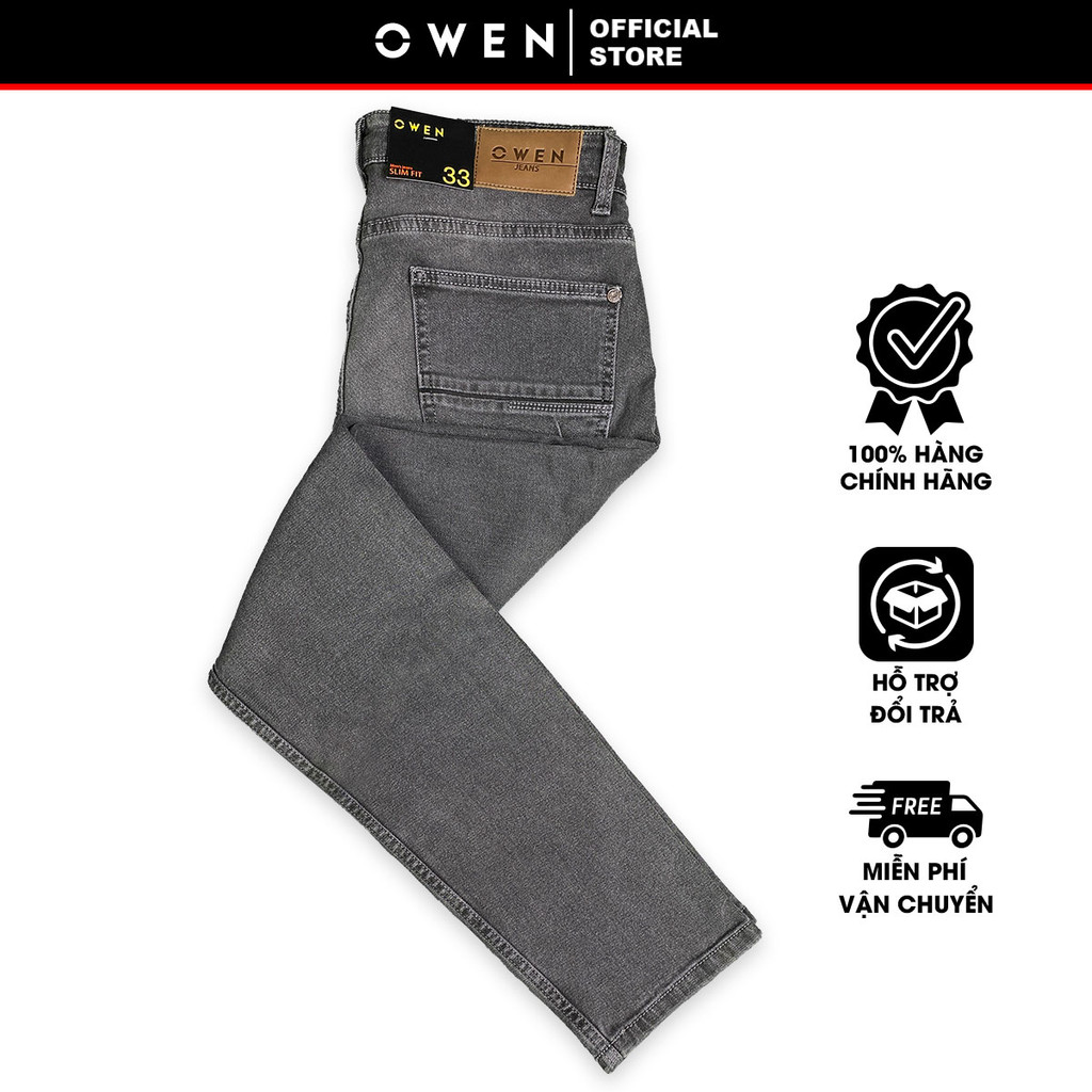 OWEN SALE - Quần Jeans Owen, Màu Xám Đậm , Họa Tiết Trơn, Form Slim Fit, chính hãng