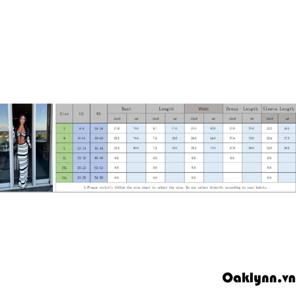 Bộ váy 2 mảnh dành cho nữ Bộ váy dây cổ dệt kim sọc dài Bộ váy Skinny