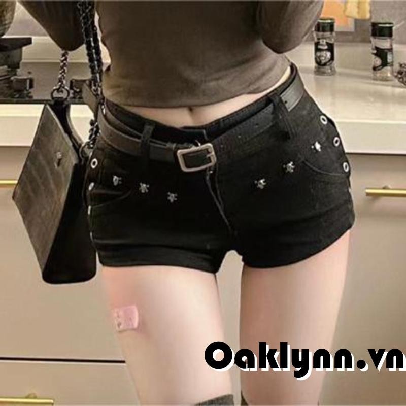 Quần Short Denim Hot Nữ Thường Ngày Mùa Hè Đinh Tán Jean Quần Ngắn Cho Kỳ Nghỉ Đi Biển Câu Lạc Bộ Dạo Phố