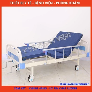 GIƯỜNG BỆNH NHÂN 2 TAY QUAY NÂNG ĐẦU, NÂNG CHÂN (Tặng kèm bàn ăn) bh 12 tháng