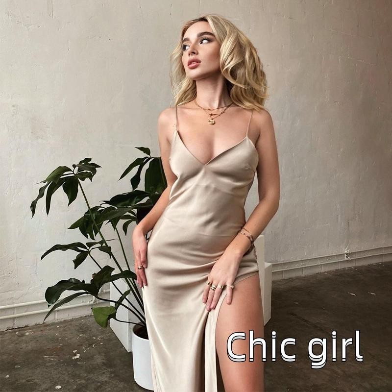 2022 Vintage Gợi Cảm Chia Đầm không tay Cổ Chữ V Maxi Buổi Tối Mùa Hè Câu Lạc Bộ Thanh Lịch Nữ Đen / Mơ