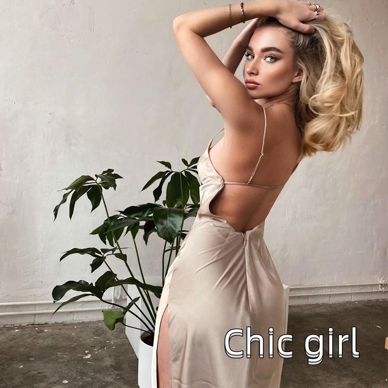 2022 Vintage Gợi Cảm Chia Đầm không tay Cổ Chữ V Maxi Buổi Tối Mùa Hè Câu Lạc Bộ Thanh Lịch Nữ Đen / Mơ