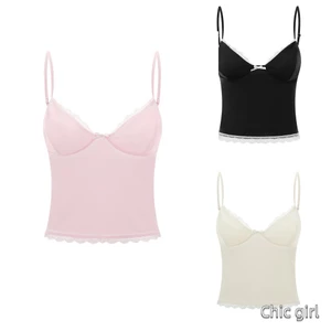Phụ Nữ Spaghetti Dây Đeo Camisoles Ren Viền Không Tay Lưng Xe Tăng Áo Vest Mùa Hè Dạo Phố