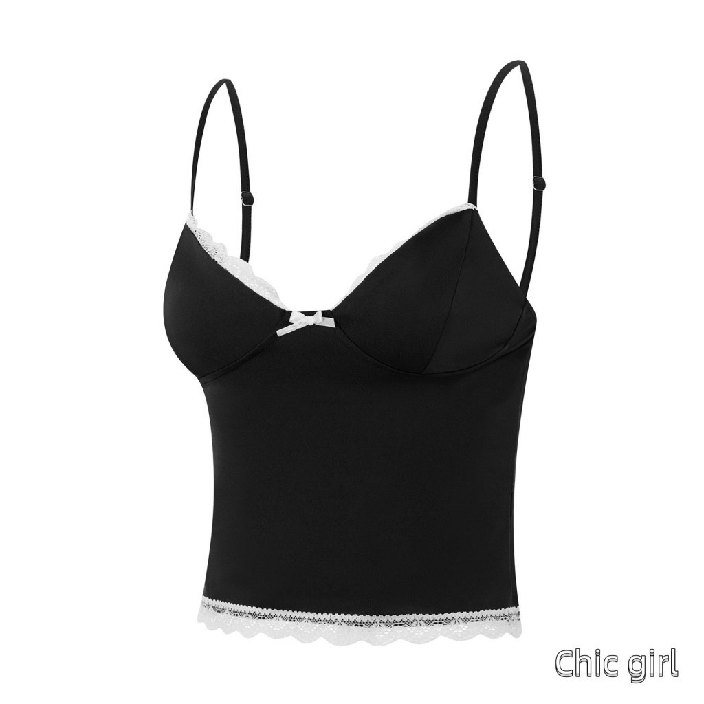 Phụ Nữ Spaghetti Dây Đeo Camisoles Ren Viền Không Tay Lưng Xe Tăng Áo Vest Mùa Hè Dạo Phố