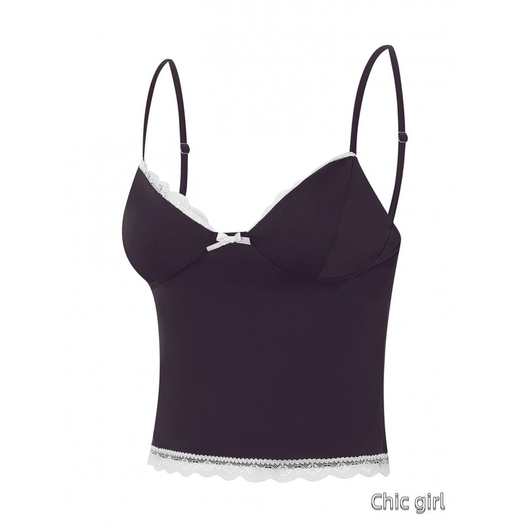Phụ Nữ Spaghetti Dây Đeo Camisoles Ren Viền Không Tay Lưng Xe Tăng Áo Vest Mùa Hè Dạo Phố