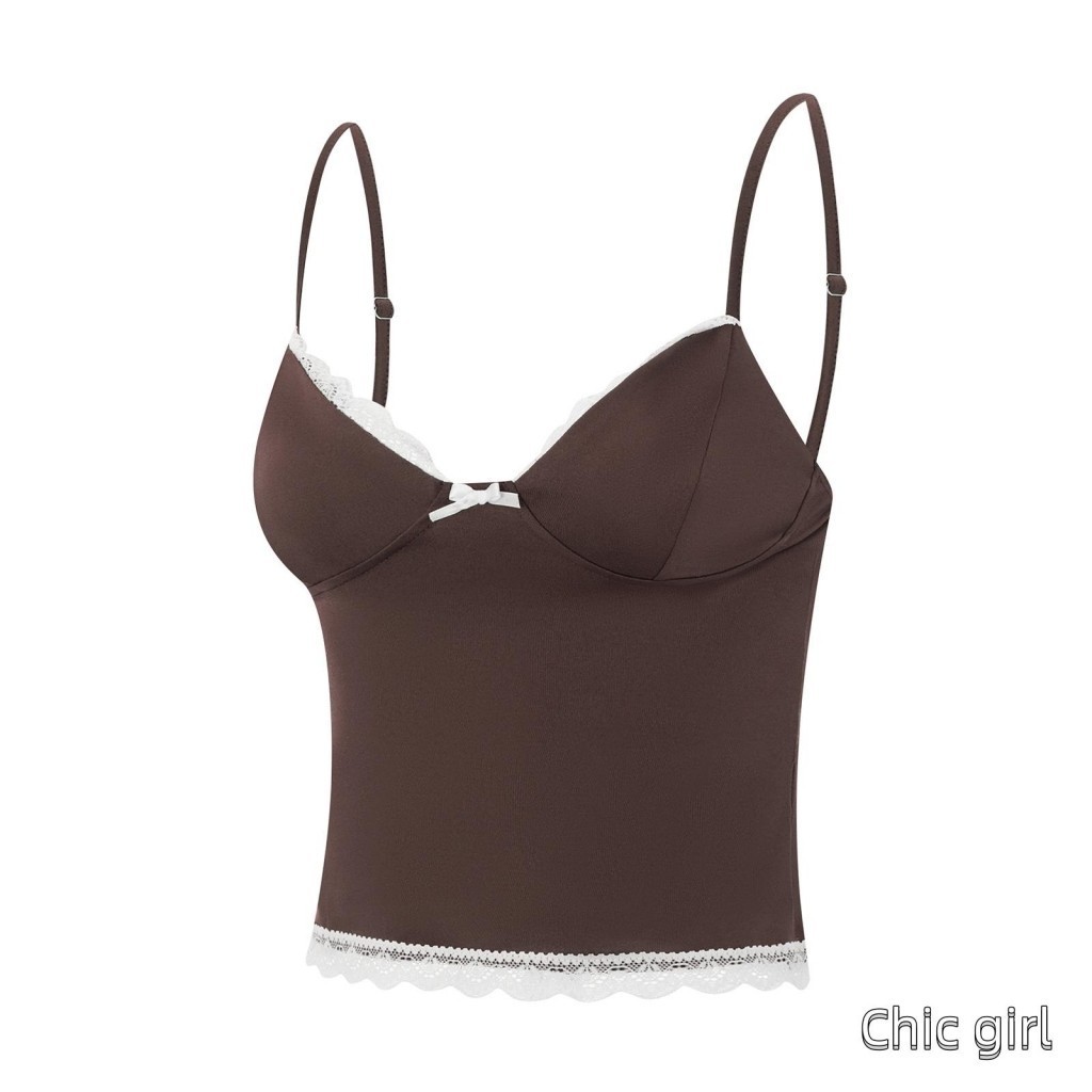 Phụ Nữ Spaghetti Dây Đeo Camisoles Ren Viền Không Tay Lưng Xe Tăng Áo Vest Mùa Hè Dạo Phố
