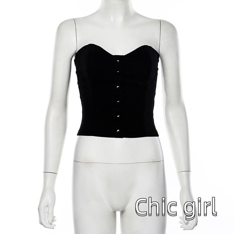 Rjqu-nữ Thời Trang Hoang Dã Ống Áo Màu Trơn Quấn Ngực Đơn-Bên Đáy Áo Vest Mùa Hè Crop Tops Dạo Phố