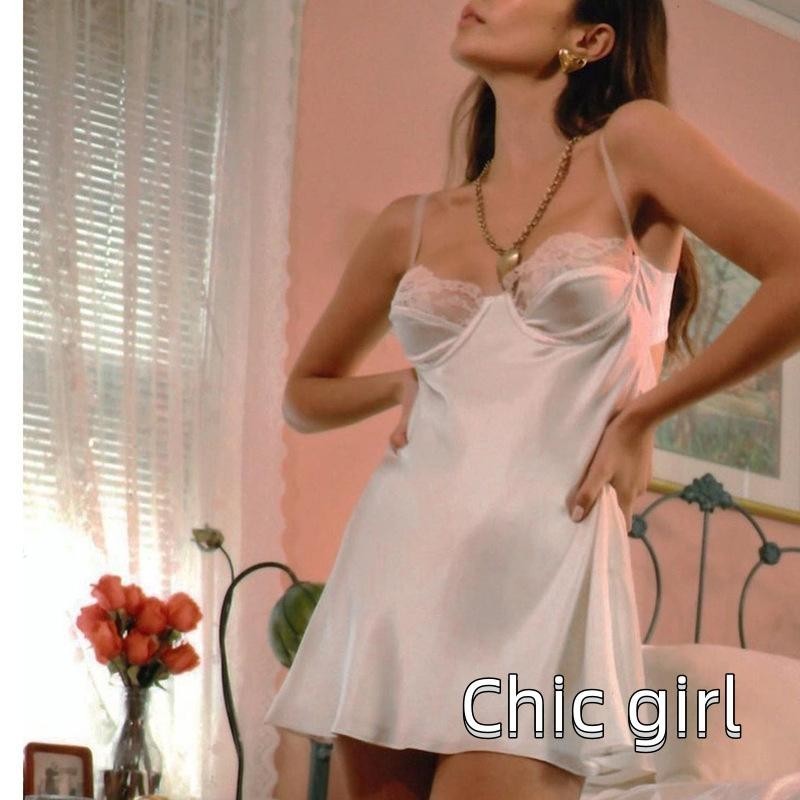 Đầm Nữ Màu Trơn Chắp Vá Ren Không Tay Rỗng Ra Lưng Spaghetti Dây Mini