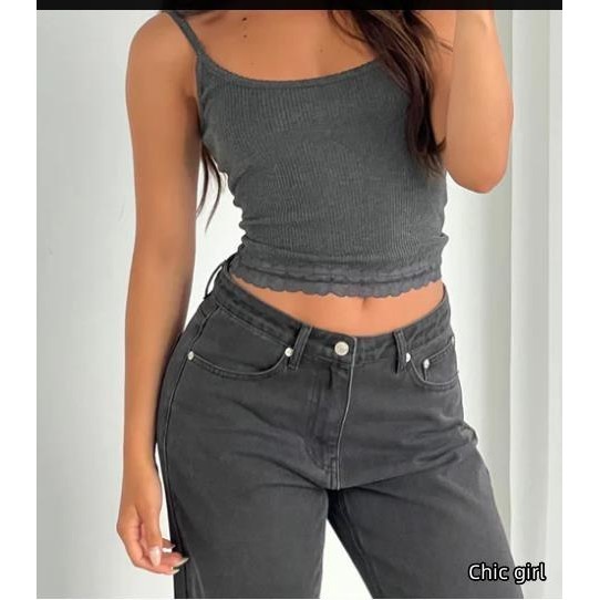 Áo hai dây nữ không tay Áo ren cắt thấp chắp vá Slim Fit Áo Vest mùa hè cho câu lạc bộ tiệc tùng