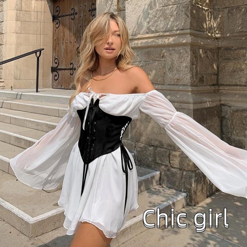 Phụ Nữ Eo Huấn Luyện Corset Dây Màu Trơn Strappy Cincher Shaper Có Hỗ Trợ Ngực Cho Bé Gái 3 Màu