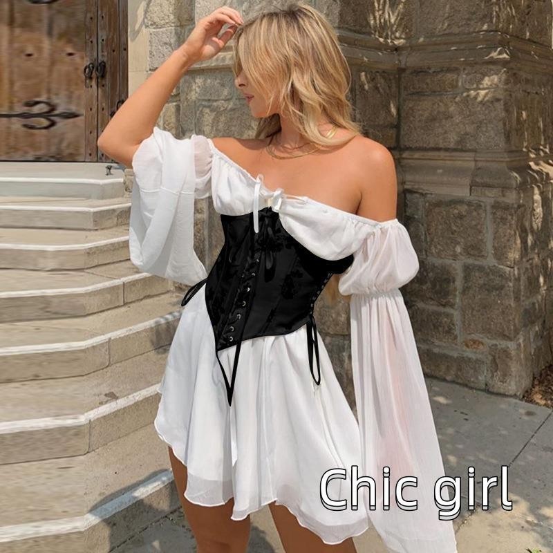 Phụ Nữ Eo Huấn Luyện Corset Dây Màu Trơn Strappy Cincher Shaper Có Hỗ Trợ Ngực Cho Bé Gái 3 Màu