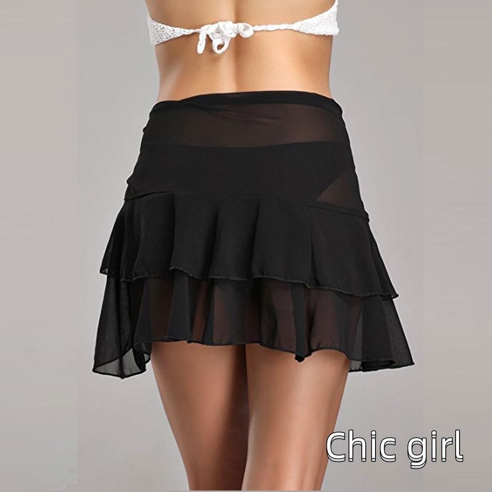 Phụ Nữ Đi Biển Váy Voan Màu Trơn Che Bikini Váy Băng Sarong Tắm Phù Hợp Với Đồ Bơi